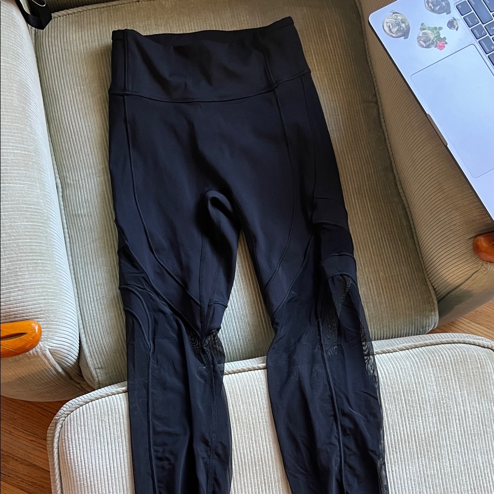 Fabletics Black Leggings with Mesh Detail